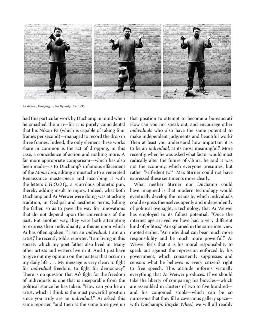 Wanted: Ai Weiwei and Marcel Duchamp: Parallel Cases of Two Artists Reacting Against Authority. Francis M. Naumann. Page 4