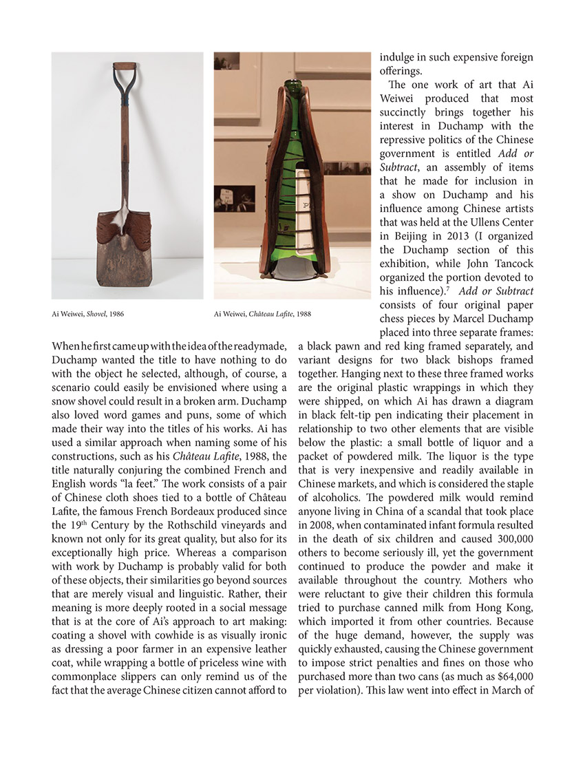 Wanted: Ai Weiwei and Marcel Duchamp: Parallel Cases of Two Artists Reacting Against Authority. Francis M. Naumann. Page 6